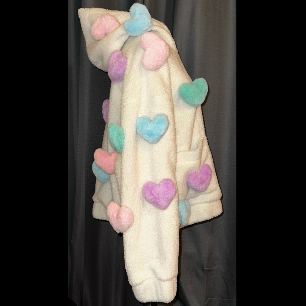 Sugar Thrillz Dolls Kill ‘SNUGGLE WONDERLAND’ Sherpa Hoodie Jacket White M/L NWT - Picture 4 of 10